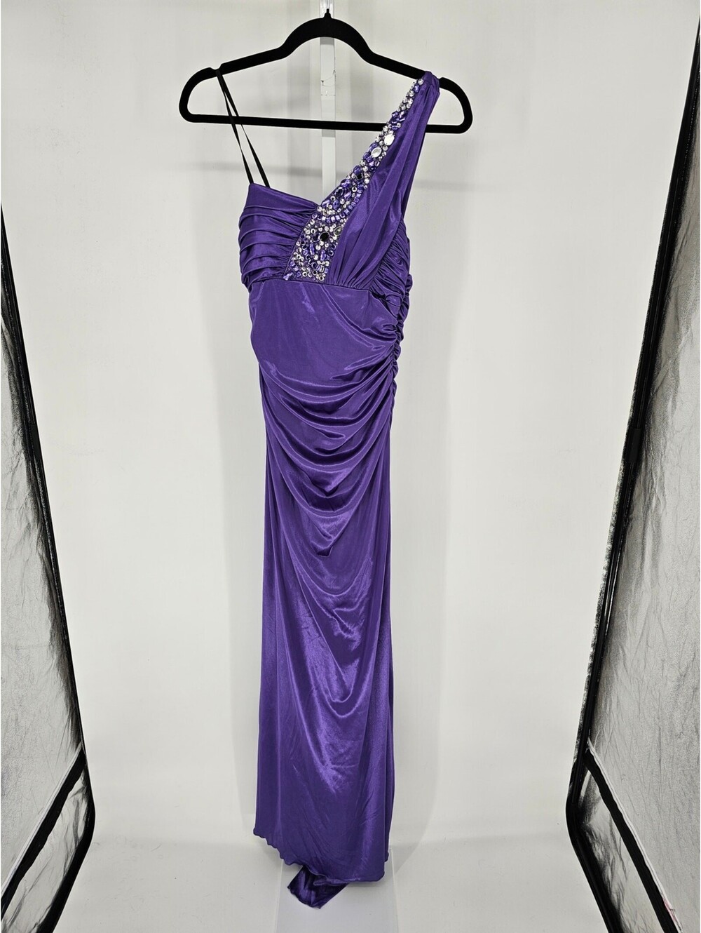 Vintage Y2K City Triangles Juniors Sz 7 Maxi length Formal Dress Purple Satin
